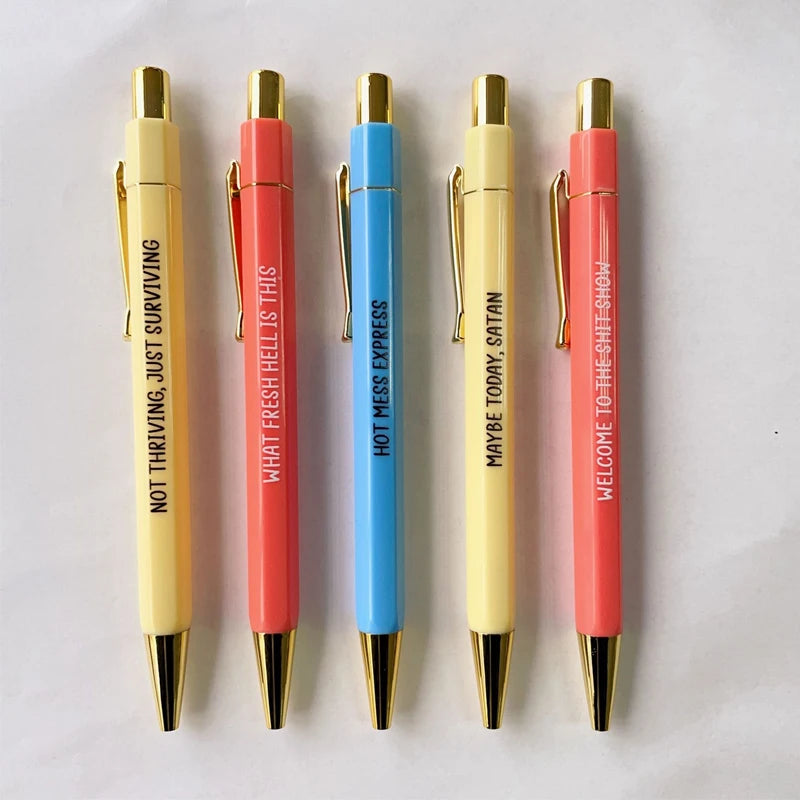 5pcs/set Funny Ballpoint Pen Shit Show Offensives Funny Fountain Pen Student Stationery Gift Office Signature Multifunction Pen