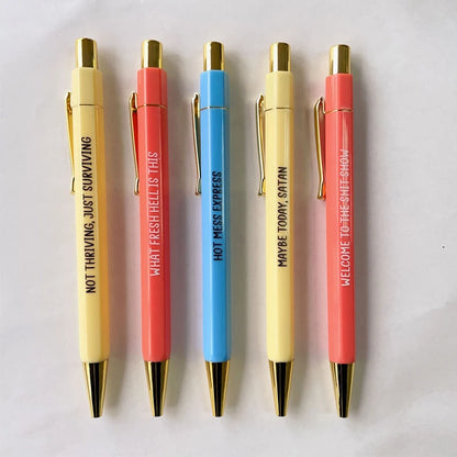 5pcs/set Funny Ballpoint Pen Shit Show Offensives Funny Fountain Pen Student Stationery Gift Office Signature Multifunction Pen