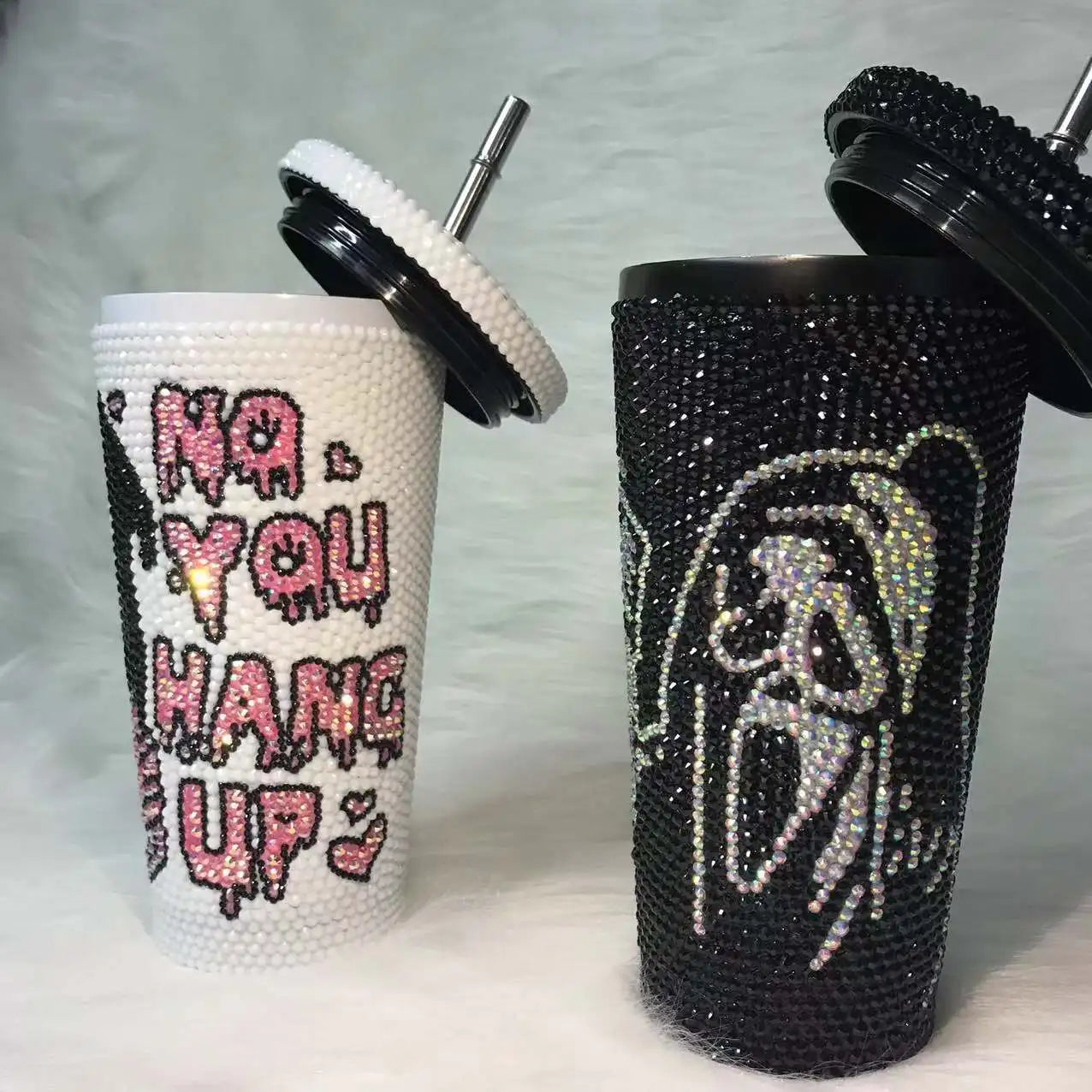 Thermos Bottle Scream Ghost Face Tumbler, can be personlized with your custom design