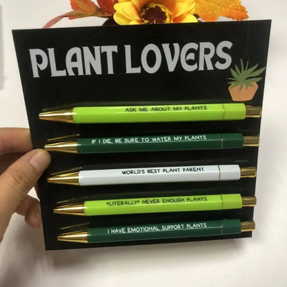 5Pcs Funny Pens Set, Black Ink, Push Type Ballpoint Pens