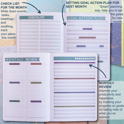 2024 Daily Planner/Life Goal Setting, Undated Weekly, Monthly, Year Calendar