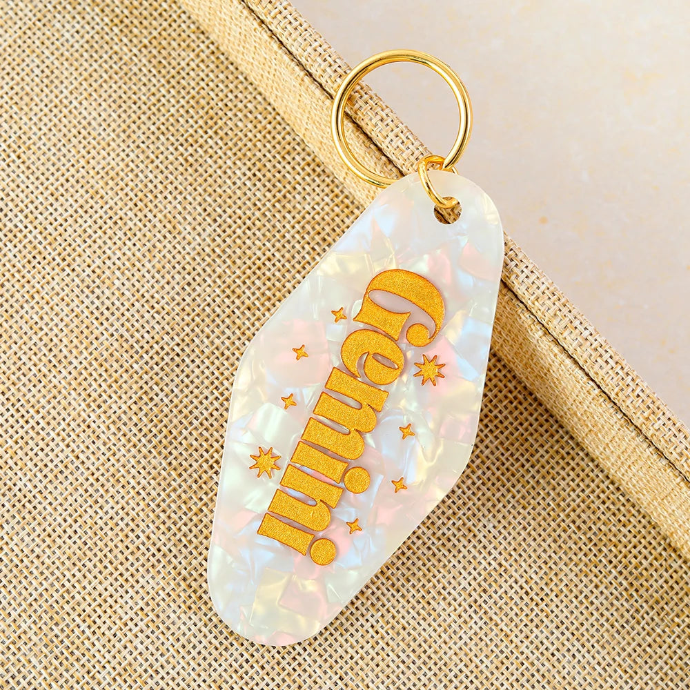 Personalized zodiac motel keychain