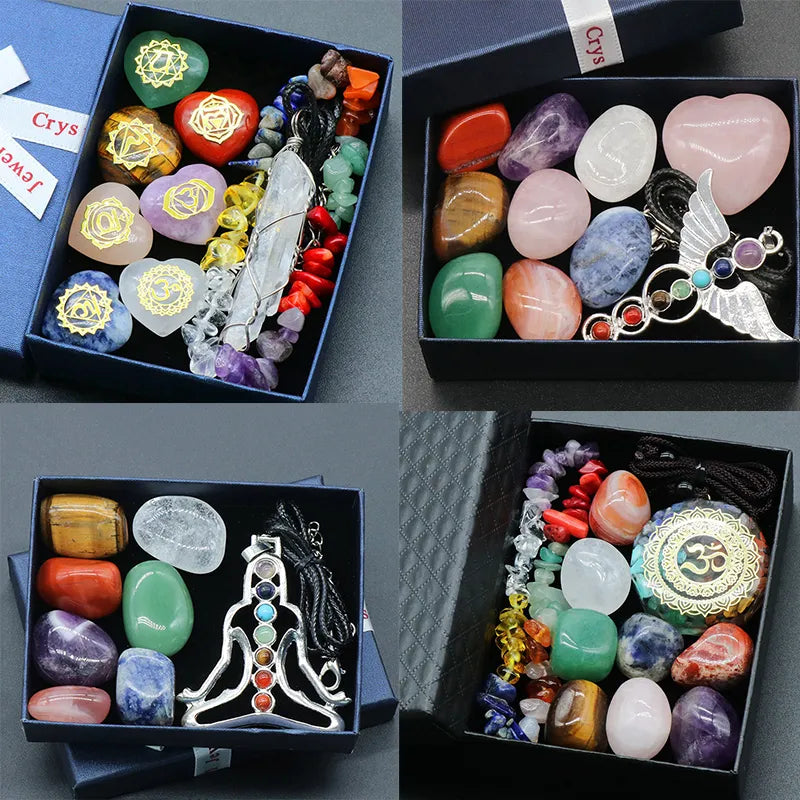 Yoga Reiki Stone Set for Healing Meditation Natural Crystal Stones