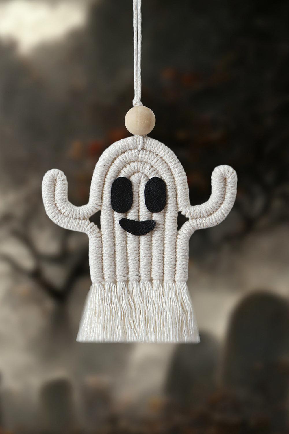 Wood Bead Fringe Ghost Shape Macrame Key Chain - Stellar Soul 