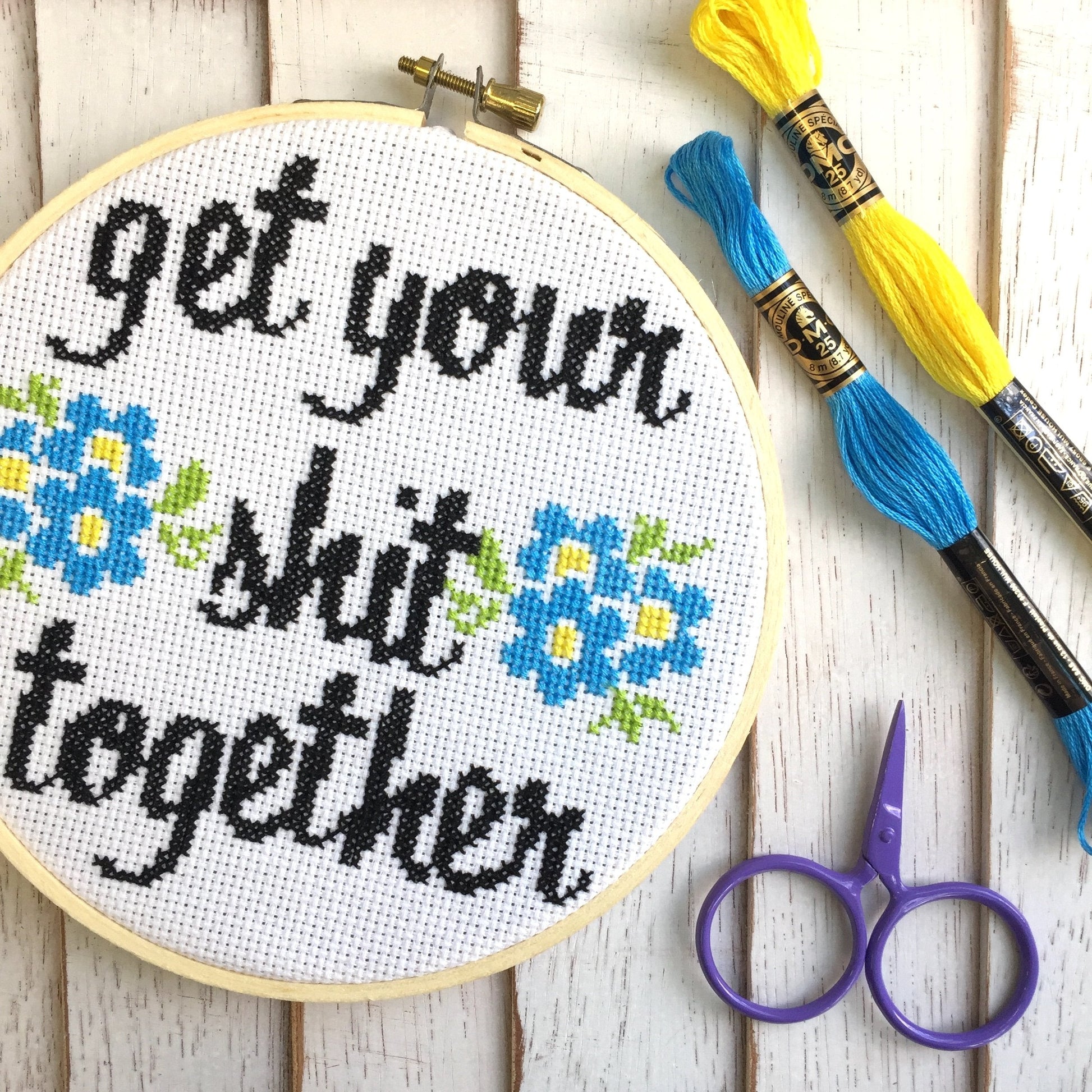 Get Your Shit Together Counted Cross Stitch DIY KIT Intermediate-1