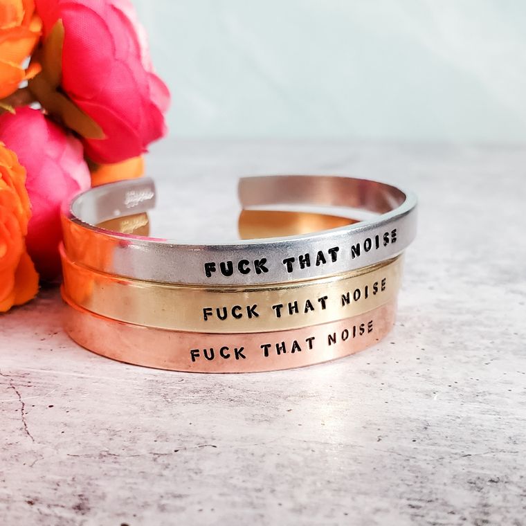 FUCK THAT NOISE Adjustable Stacking Cuff Bracelet-2