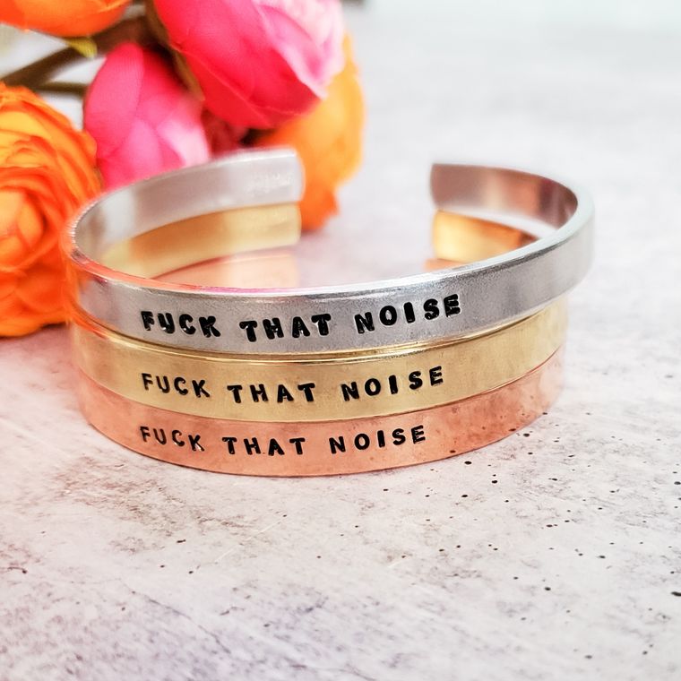 FUCK THAT NOISE Adjustable Stacking Cuff Bracelet-1